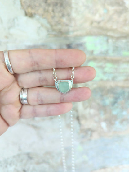 Seafoam Blue Sea Glass Necklace