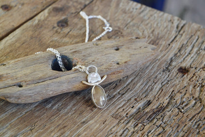 Sapphire, Silver & 9ct Gold Necklace