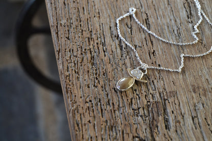 Sapphire, Silver & 9ct Gold Necklace