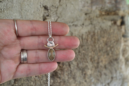 Sapphire, Silver & 9ct Gold Necklace