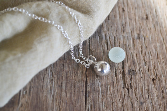 Silver Sea Marble Necklace