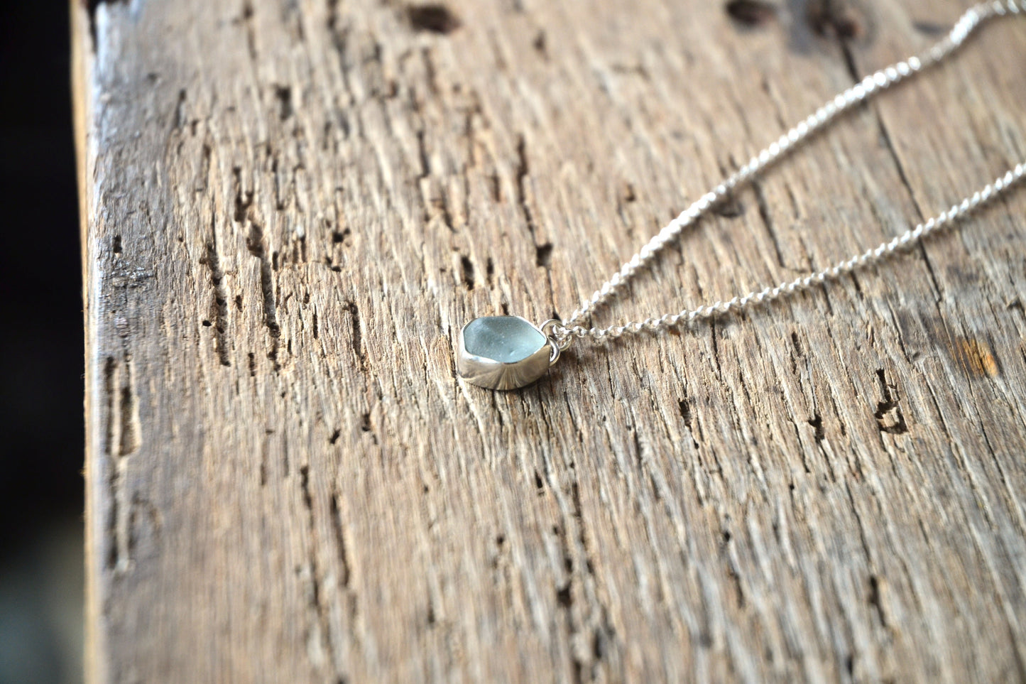 Silver Grey Cornish Sea Glass Necklace