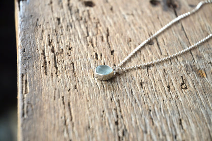 Silver Grey Cornish Sea Glass Necklace