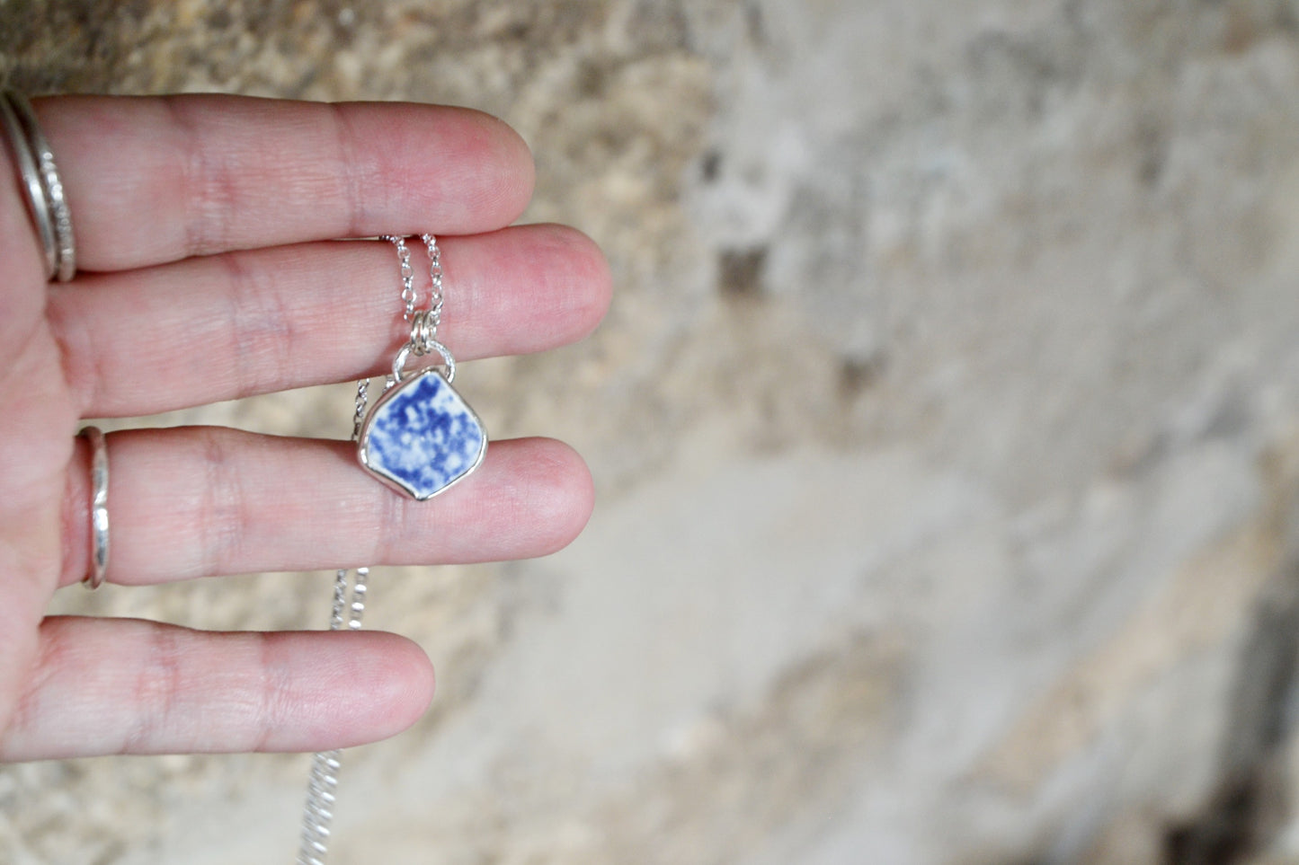 Spongeware Beach Pottery Necklace