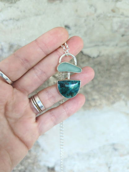 Chrysocolla & Sea Glass Necklace