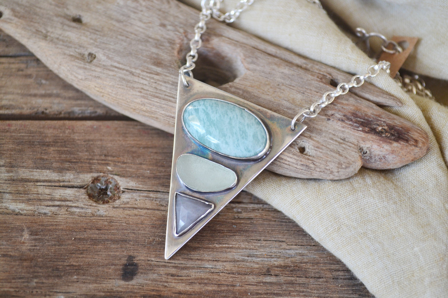 Sea Glass, Amazonite & Sapphire Necklace
