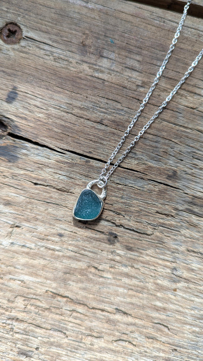 Teal Blue Sea Glass Necklace