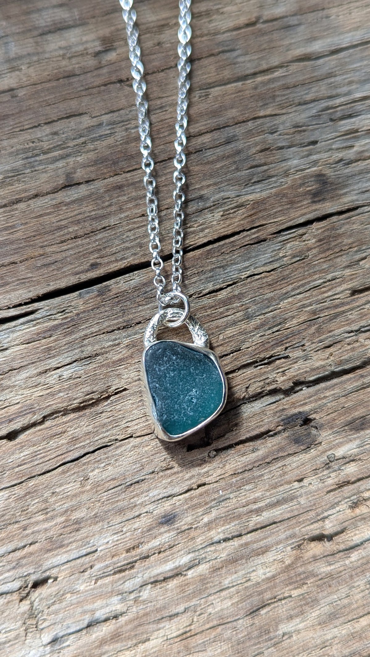 Teal Blue Sea Glass Necklace