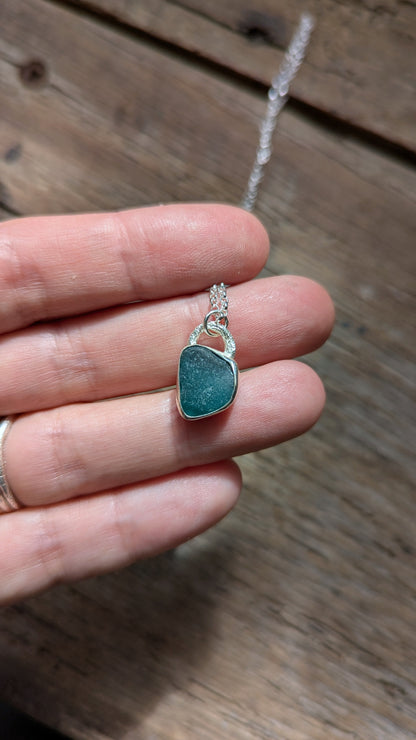 Teal Blue Sea Glass Necklace