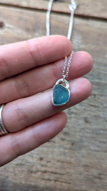 Teal Blue Sea Glass Necklace