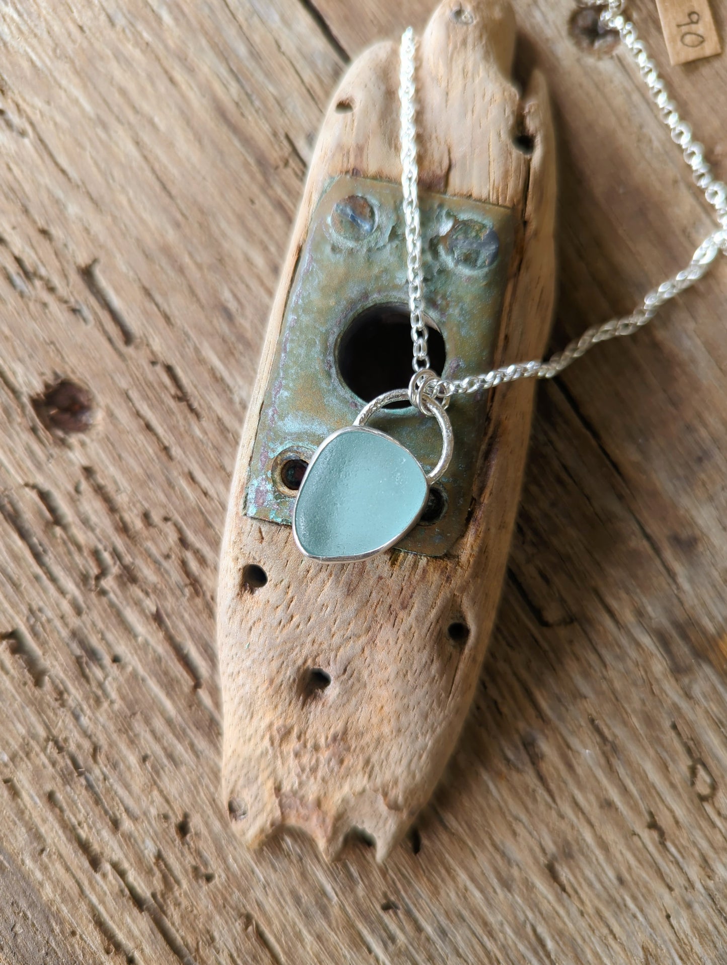 Teal Blue Sea Glass Necklace