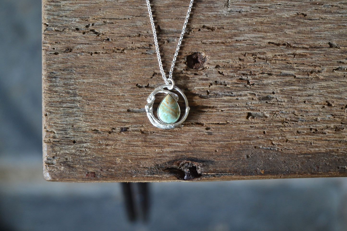 Molten Silver & Variscite Necklace