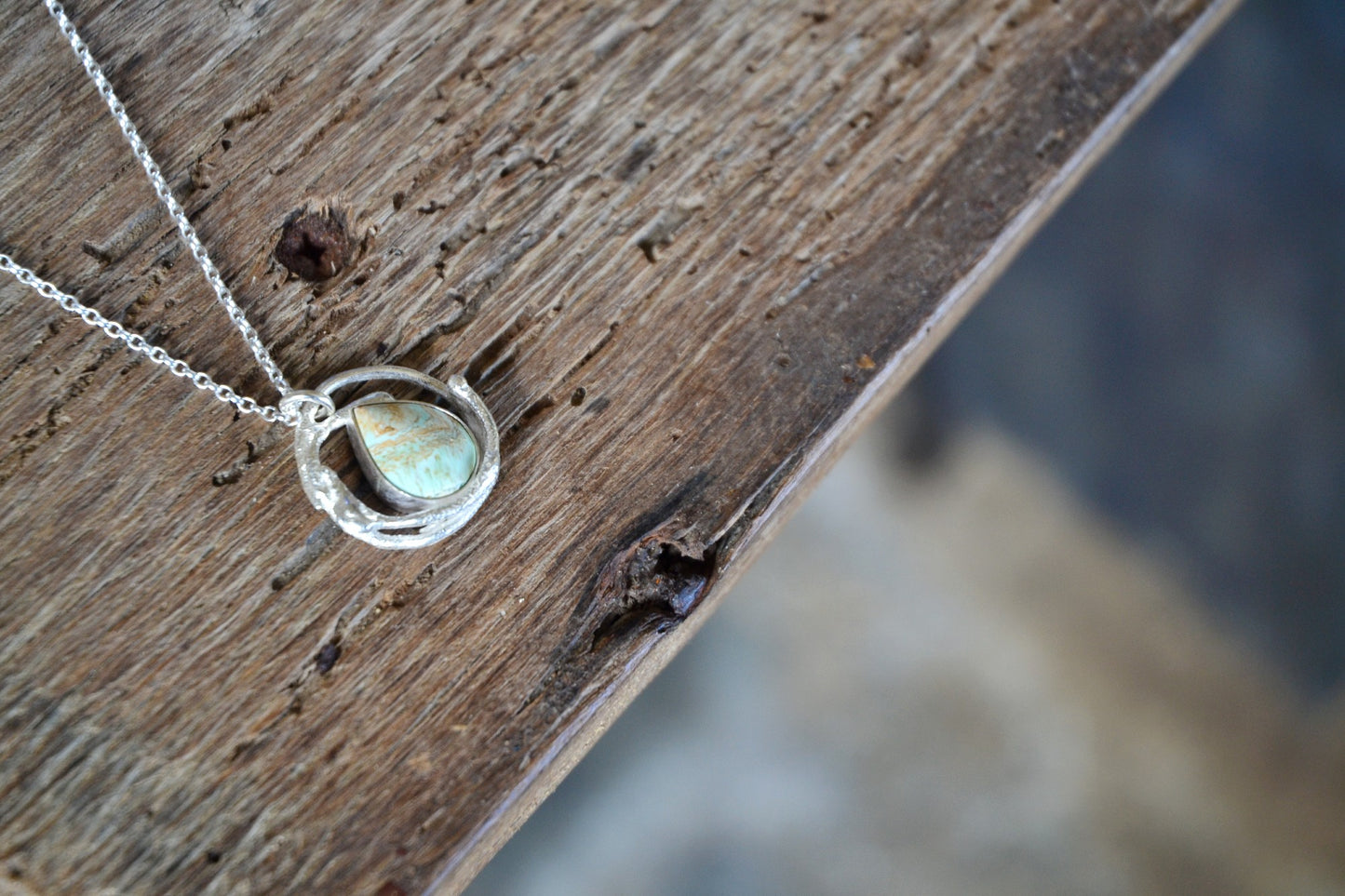 Molten Silver & Variscite Necklace