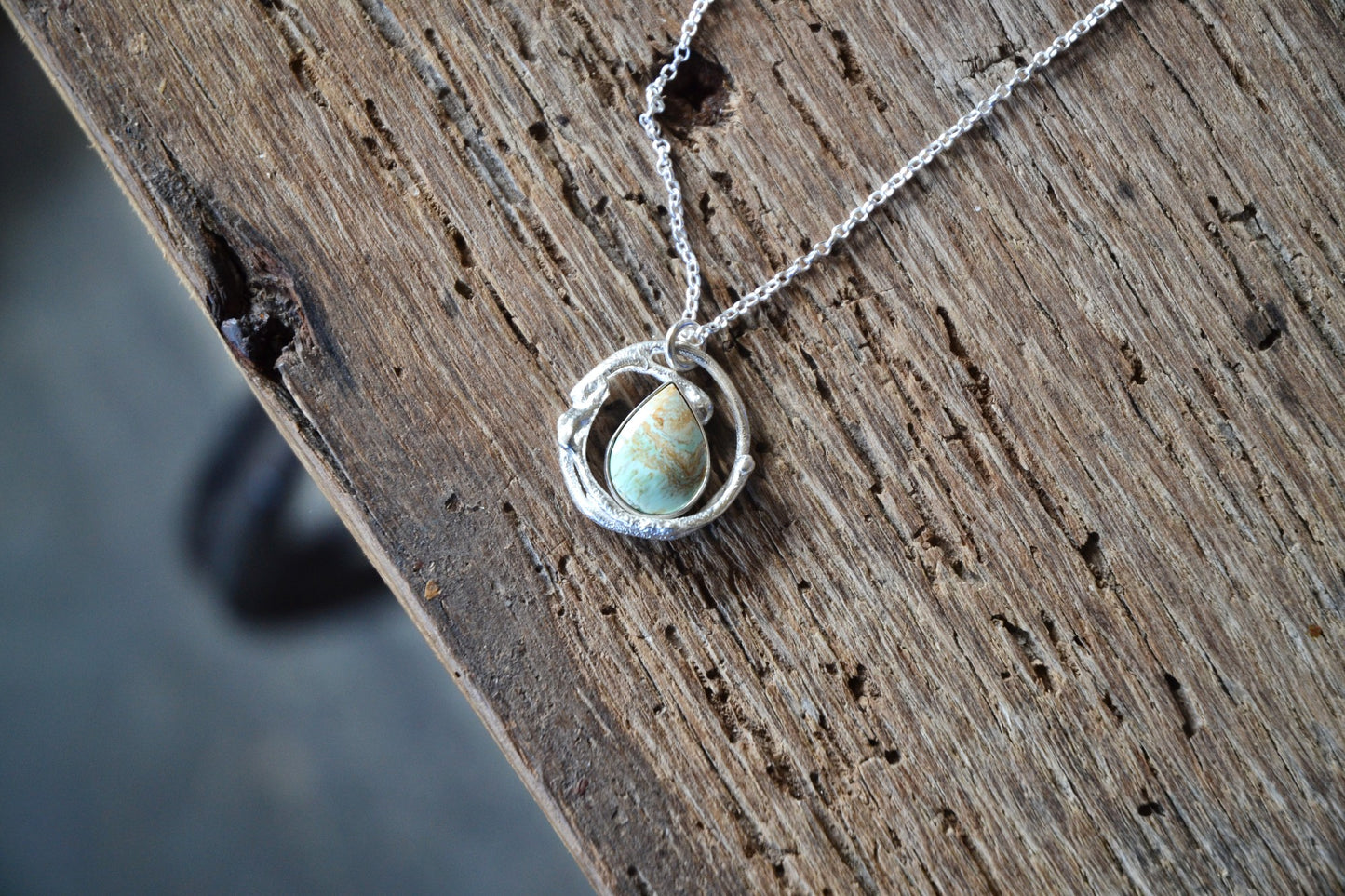 Molten Silver & Variscite Necklace