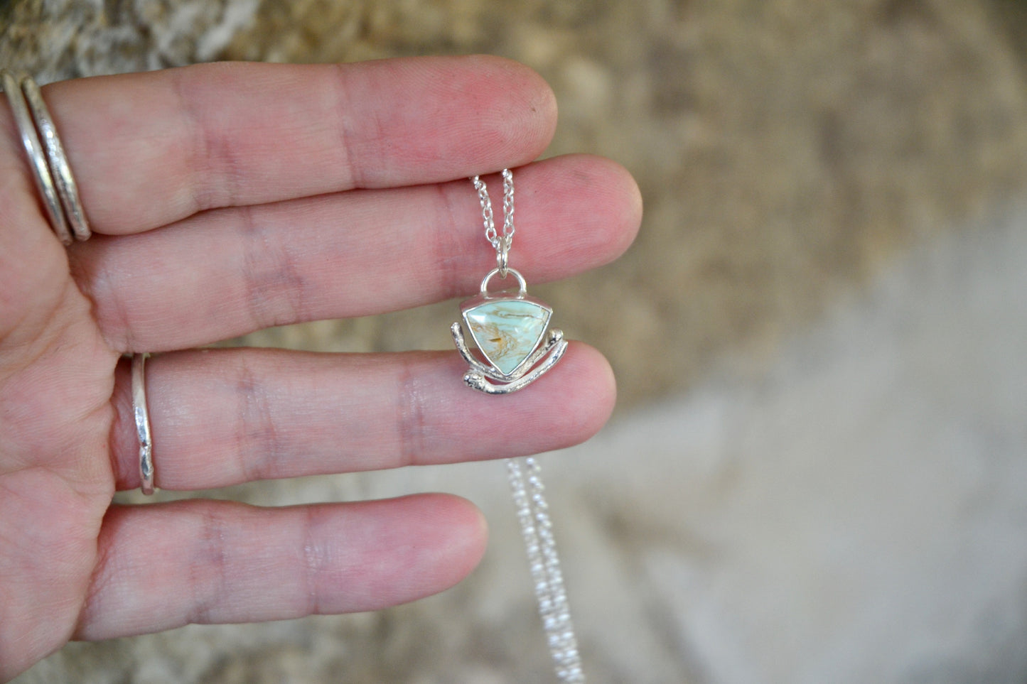 Variscite & Molten Silver Necklace