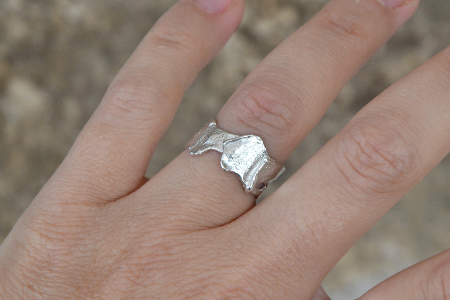 Molten Silver Ring - Size M