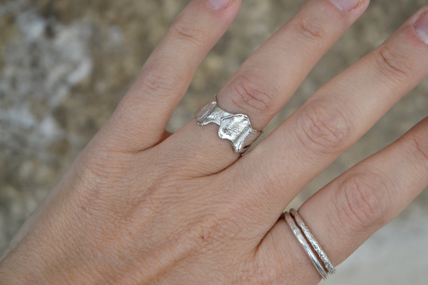 Molten Silver Ring - Size M